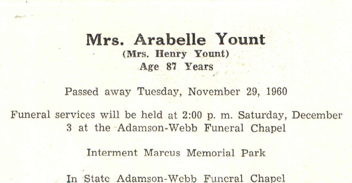 Obituary-YOUNT Lorene Arabelle (Twomey) "Belle"