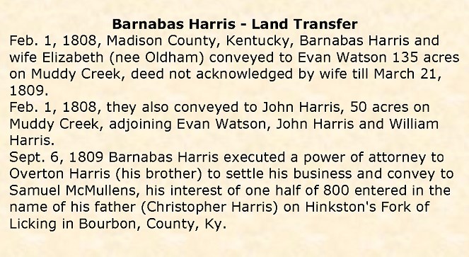 Deed-Barnabas Harris Land Transfer