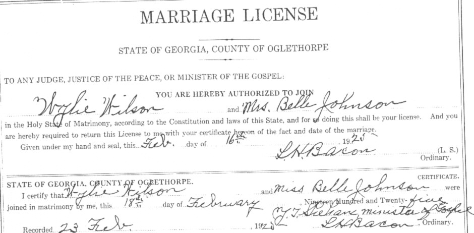 Marriage-WILSON Belle and Wylie